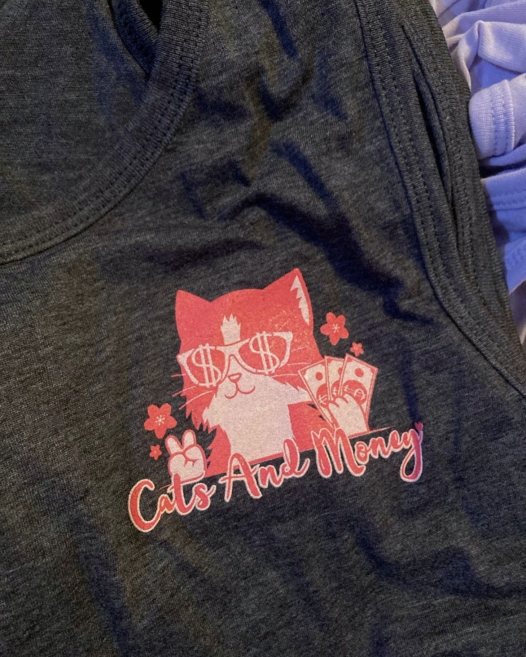 Cutie Kitty Cropped Tank - Charcoal