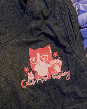 Cutie Kitty Cropped Tank - Charcoal
