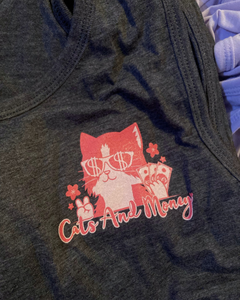 Cutie Kitty Cropped Tank - Charcoal