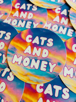 *NEW!* Cats And Money Sticker - Sunset Sky