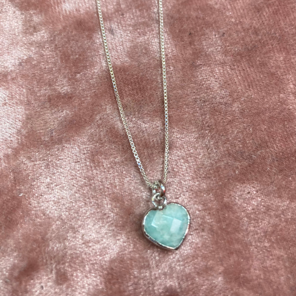 Tiny Amazonite Heart Necklace