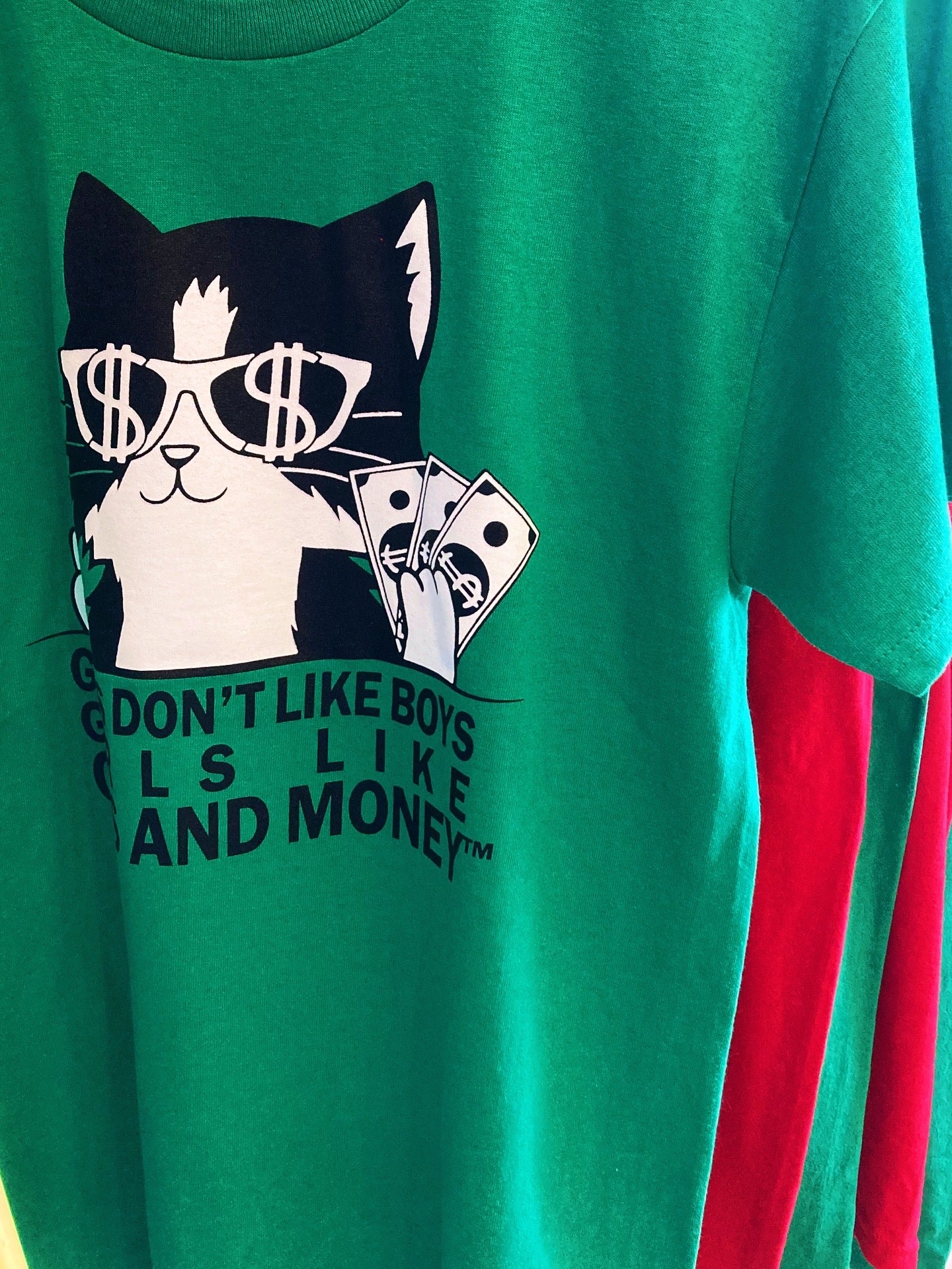 Unisex Kitty Cat Tee - Holly Green