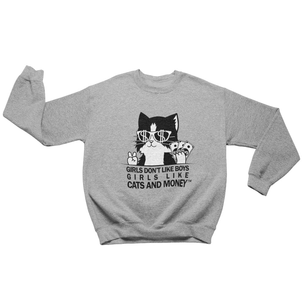 Light Gray Crewneck Kitty Cat Sweatshirt