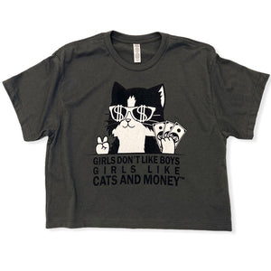 Kitty Cat Crop Top - Charcoal Gray