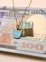Enamel Cats And Money Necklace